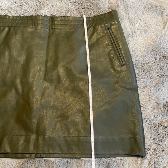 Olive Green Mini Faux Leather Skirt - Picture 6 of 13